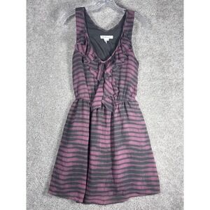 BCBGeneration‎ Womens Pink Gray Striped Ruffle Sleeveless Mini Dress XS